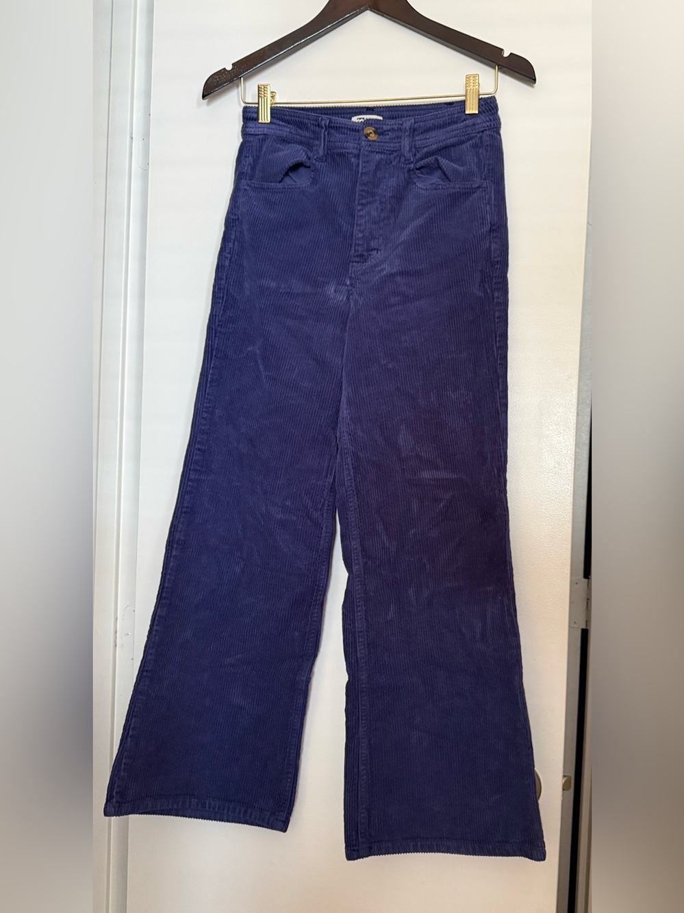 Sz 25 BILLABONG Be Free Wide Leg Blue Corduroy Pants High Waist - Picture 2 of 7